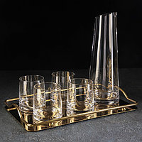 Набор для напитков из стекла Magistro «Гармония», 6 предметов: кувшин 1,1 л, 4 бокала 260 мл, поднос