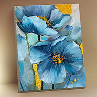 Картина по номерам с поталью «Голубые цветы» 18 цветов, 40 × 50 см