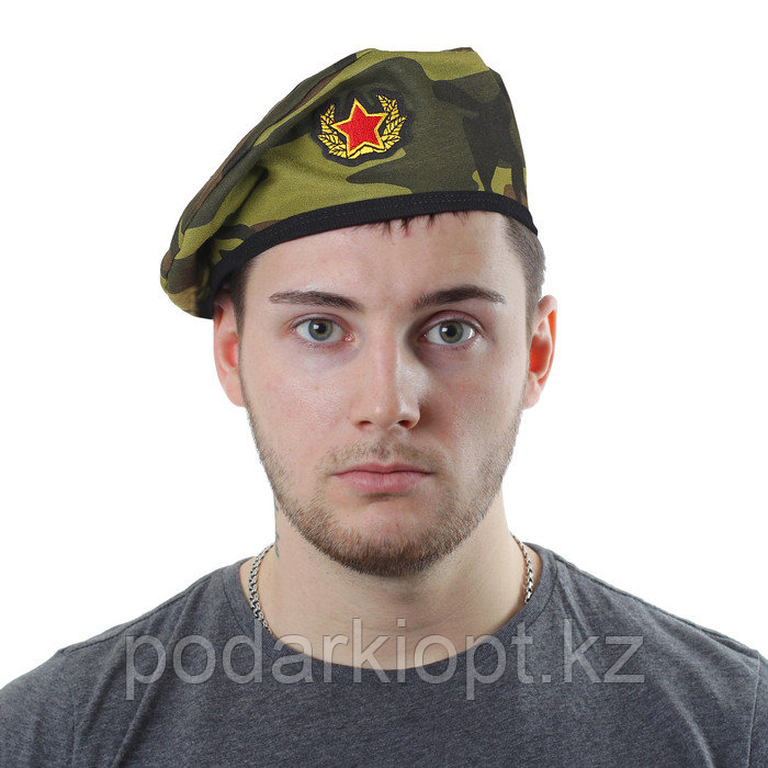 Берет военного с кокардой «Камуфляж», для взрослых, цвета МИКС - фото 1 - id-p116235511
