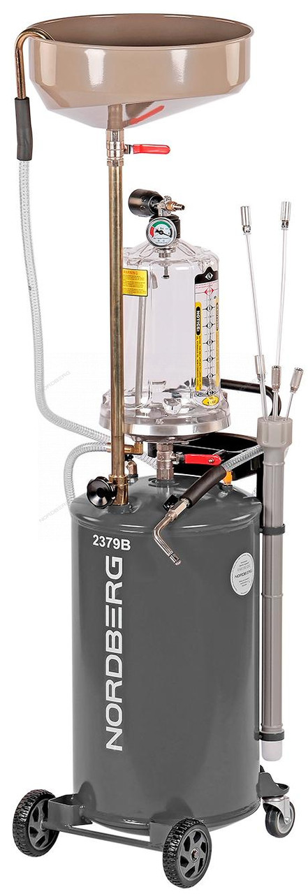 Установка для сбора масла пневматическая, 65 л (серая) (ст.арт.2379) NORDBERG, фото 1