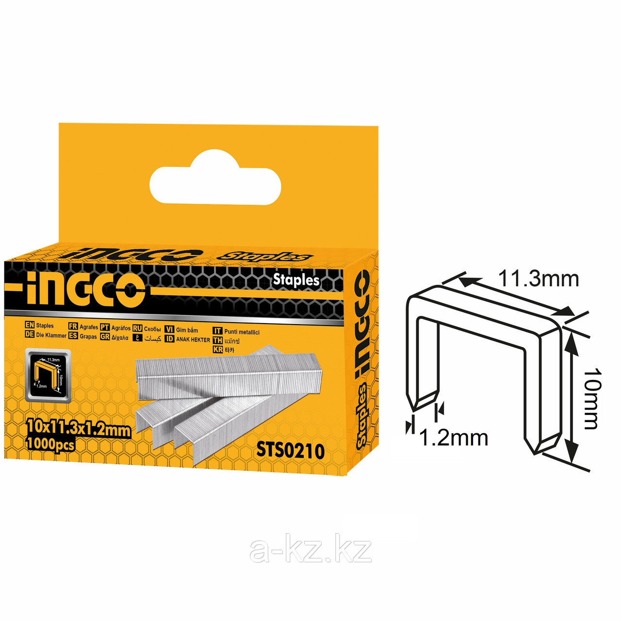 INGCO Скобы для степлера П-образные 10мм (коробка 1000шт) - фото 1 - id-p116237689