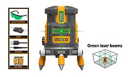 INGCO Нивелир лазерный 30м (GREEN) INDUSTRIAL/Количество лучей - 5шт (1 горизонтальный 4