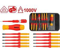 INGCO Отвертка изолированная со сменными насадками 12 шт INDUSTRIAL