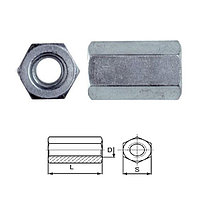 Соединительная гайка муфта удлиненная DIN 6334 стальная оцинкованная