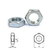 Шестигранная гайка DIN 439 низкая стальная оцинкованная