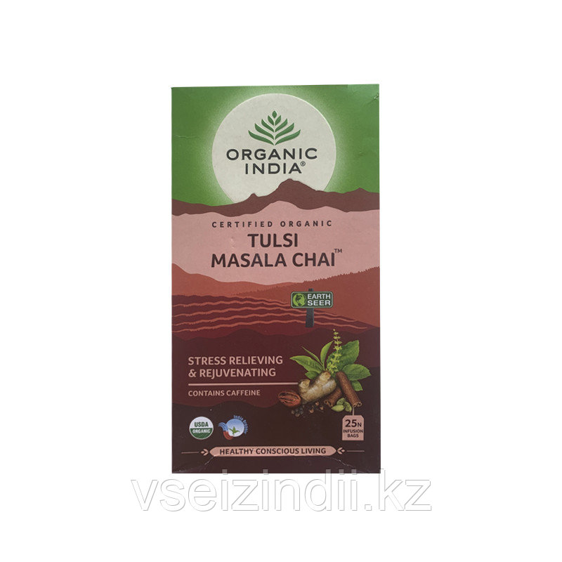 Тулси Масала чай, 25 пакетиков, Tulsi Masala Chai, Organic India