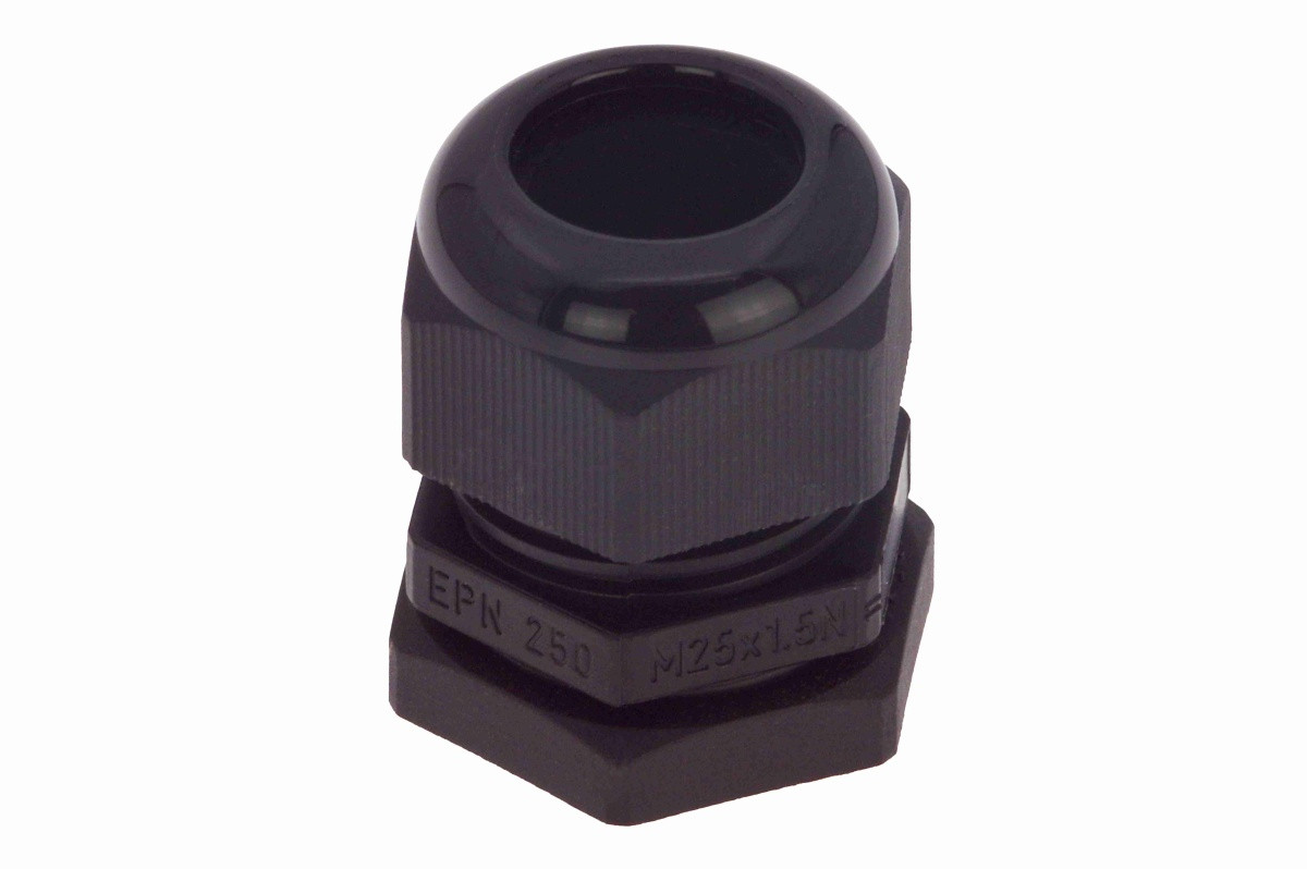 25225-BL INPIN Кабельный ввод М25х1,5 (9-17мм) IP68, пластик, черный