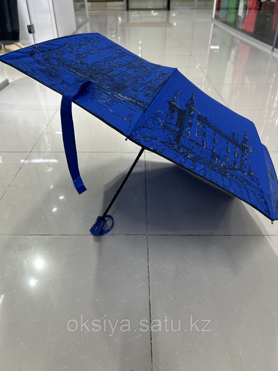 Синий женский зонт полуавтомат - фото 3 - id-p111704902