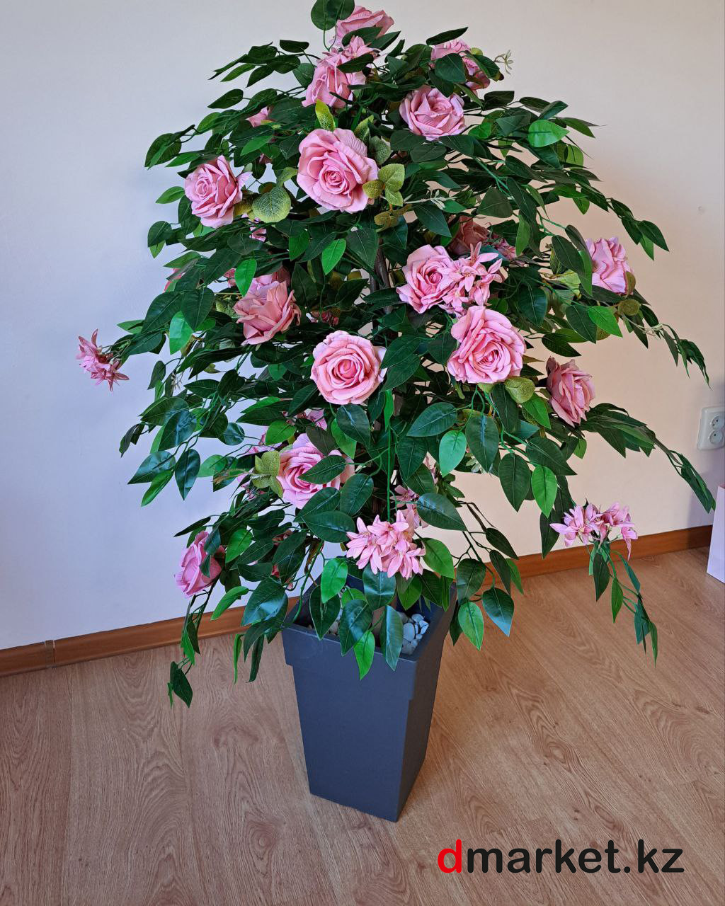 Розовый куст искусственный, 100 см