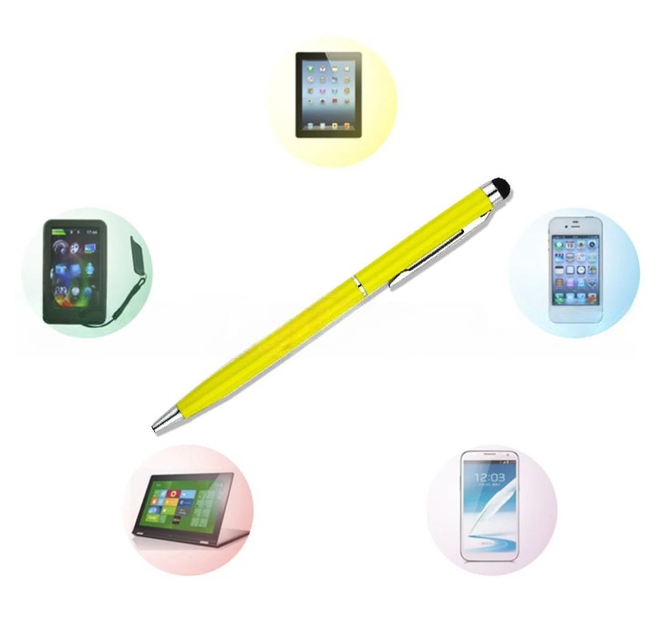 Шариковая ручка стилус 2 в 1 глянцевая желтая - фото 1 - id-p106507281