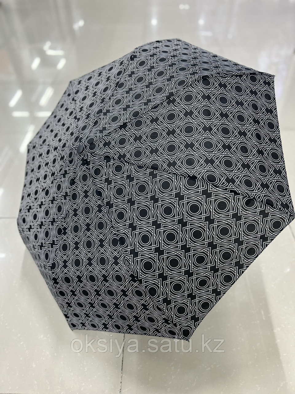 Зонт полуавтомат черно-белый - фото 7 - id-p116242605