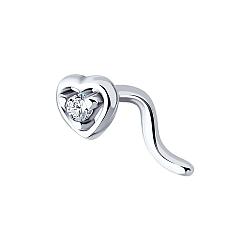 Пирсинг из серебра с фианитом Diamant 94-160-02027-1 покрыто  родием