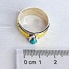 Кольцо Алматы N320 серебро с позолотой вставка бирюза, фото 3