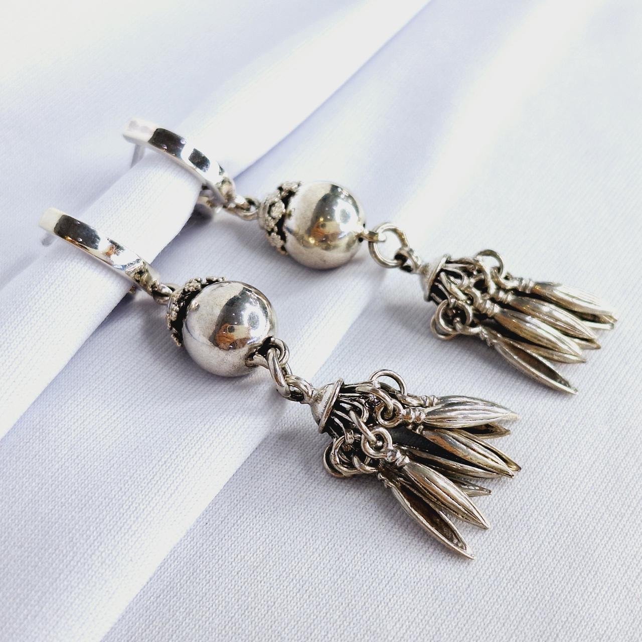 Серьги из серебра с фианитами N169 вставка без вставок вид висячие, с английским замком, фото 1