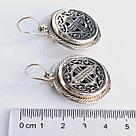 Серьги из серебра с фианитами  N155  вставка эмаль вид круглый, национальный,, фото 3