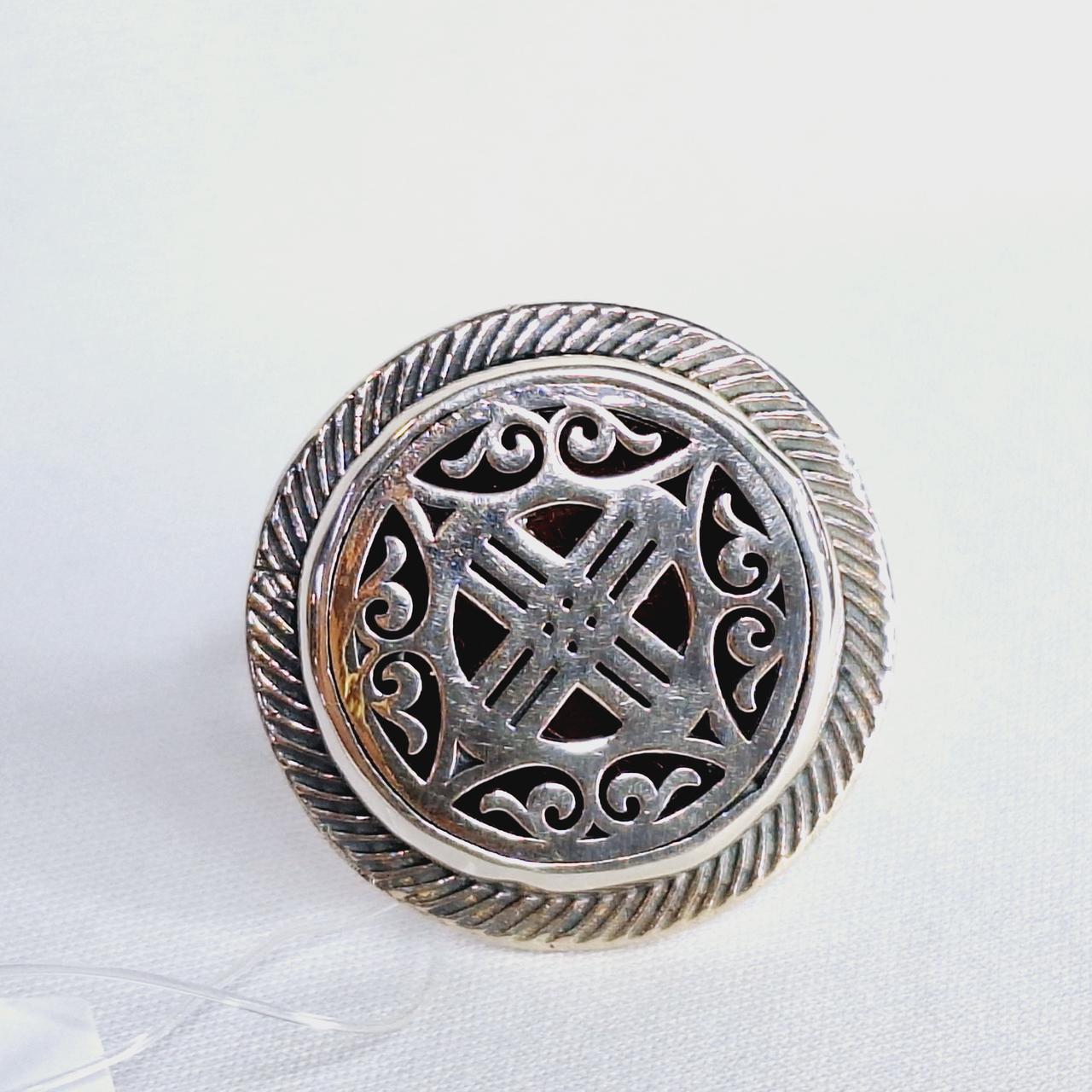 Кольцо Алматы N164 серебро без покрытия вставка эмаль вид круглый, национальный - фото 1 - id-p116250377