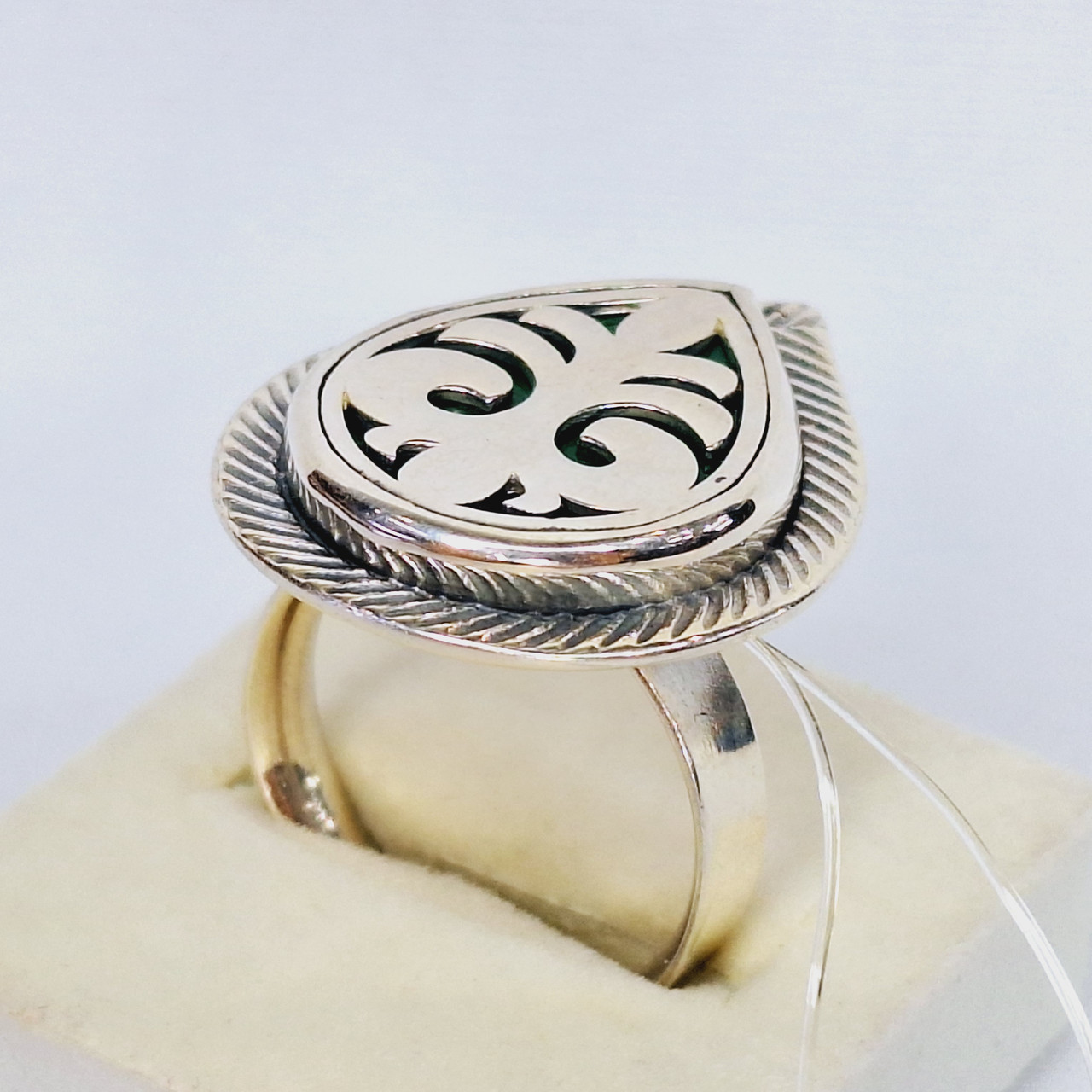 Кольцо Алматы N146 серебро без покрытия вставка эмаль вид капля, национальный - фото 2 - id-p116250380
