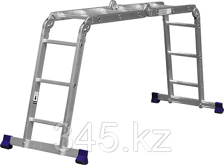 СИБИН ЛТ-43, 4 x 3 ступени, алюминиевая, четырехсекционная лестница-трансформер (38851), фото 2