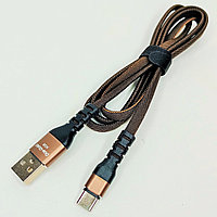 USB Data cabel Dos-gold H28 Type-C 1,0m, тканевыя оплётка, усиленные кончики, без упаковки