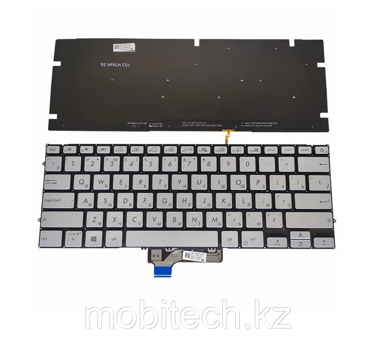 Клавиатуры Asus UX432 Asus Zenbook UM431 UX431 клавиатура c EN/RU раскладкой c подсветкой серебристая