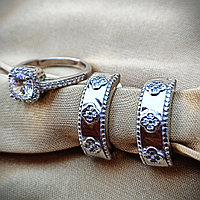 Серебряный комплект "Очарование", набор украшений серьги, кольцо
