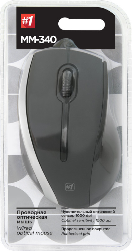 Мышь проводная Defender MM-340 черный+серый - фото 3 - id-p116253307