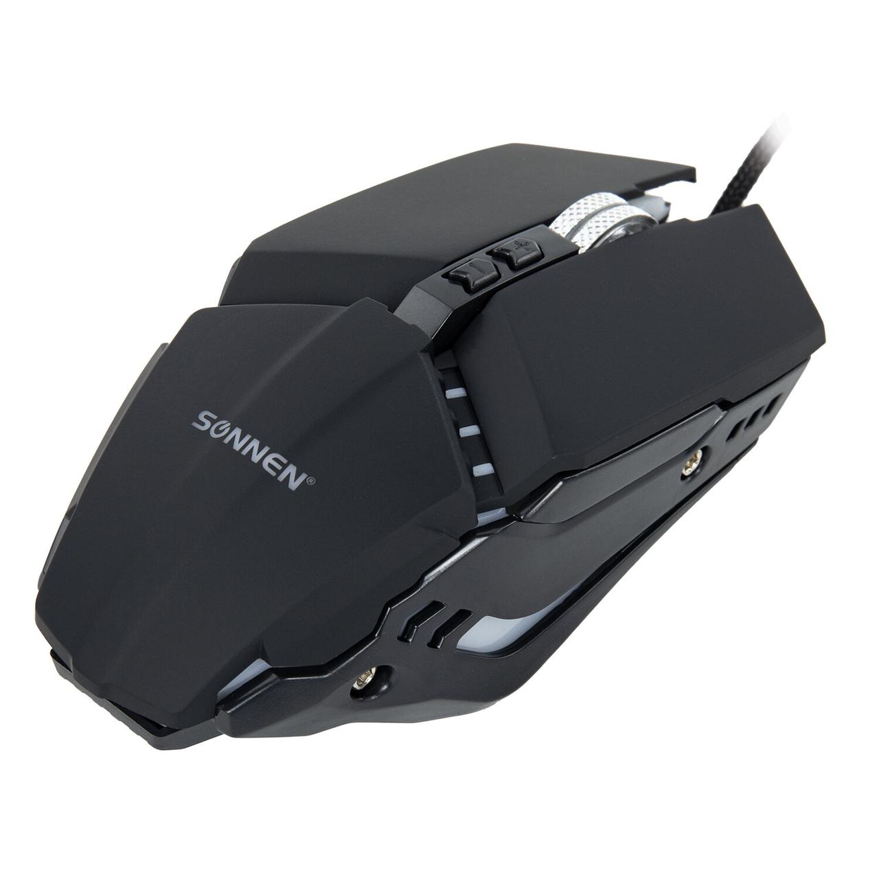 Мышь проводная игровая SONNEN Z5, металл/пластик, 7 кнопок, 800-3200 dpi, RGB-подсветка, черная - фото 5 - id-p116253757