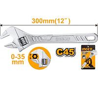 INGCO Ключ разводной 300 мм/ Регулируемый размер зева: 0-35 мм