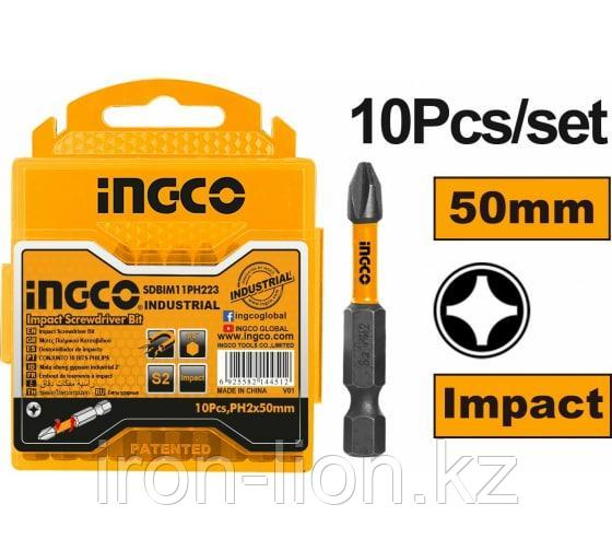 INGCO Биты ударные INDUSTRIAL IMPACT РН2х50мм 10 шт - фото 1 - id-p111192756