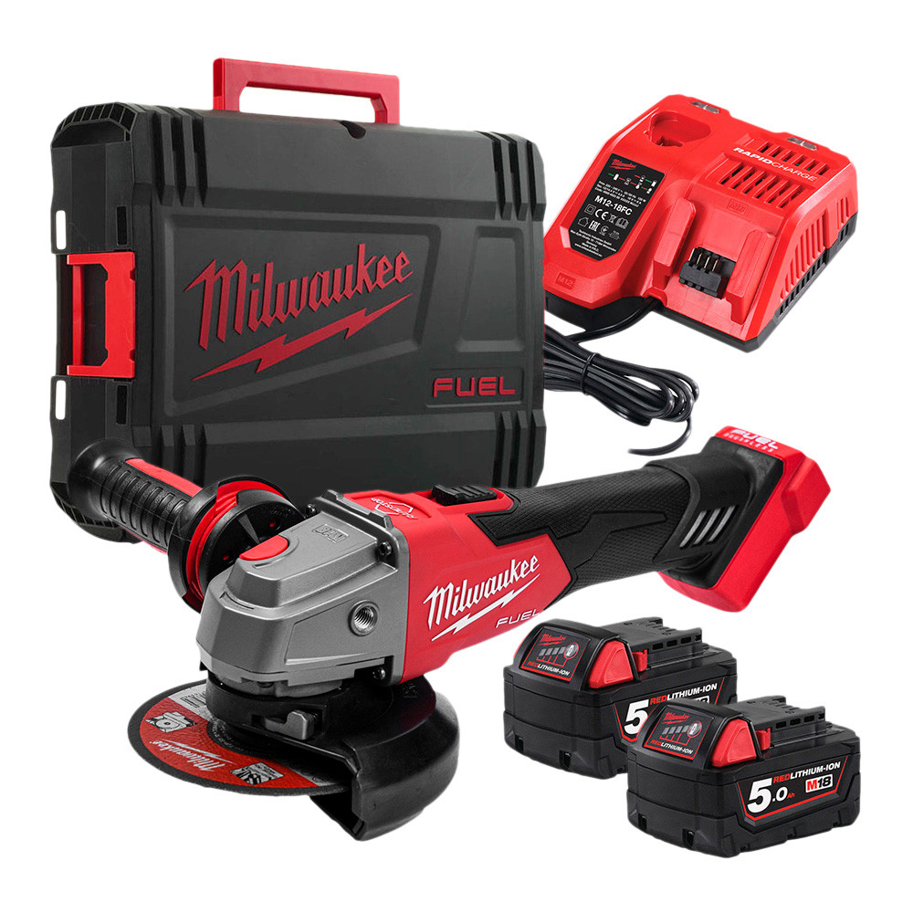 Углошлифовальная машина Milwaukee M18FSAG125XB-502X FUEL (Li-Ion 5 Ач)(4933478430) - фото 1 - id-p116255055