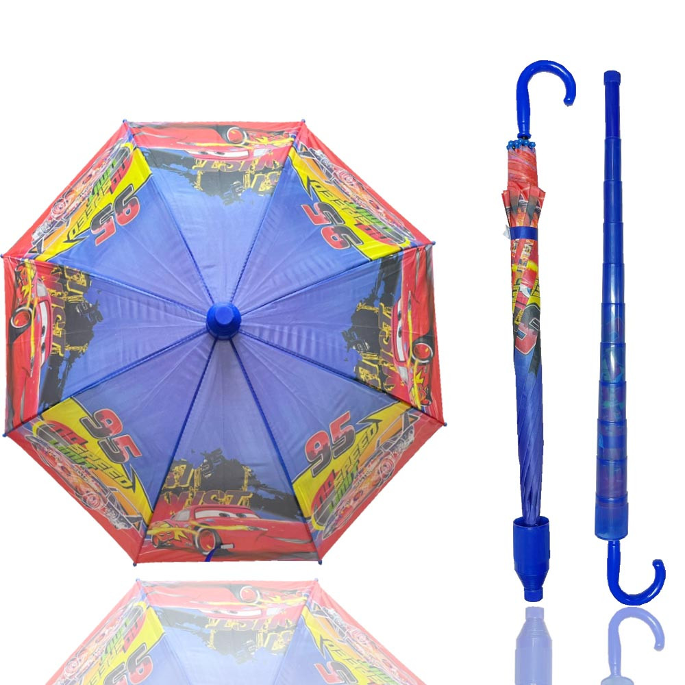 Зонт детский тачки трость 85 см синий с пластиковым чехлом - фото 1 - id-p116254186