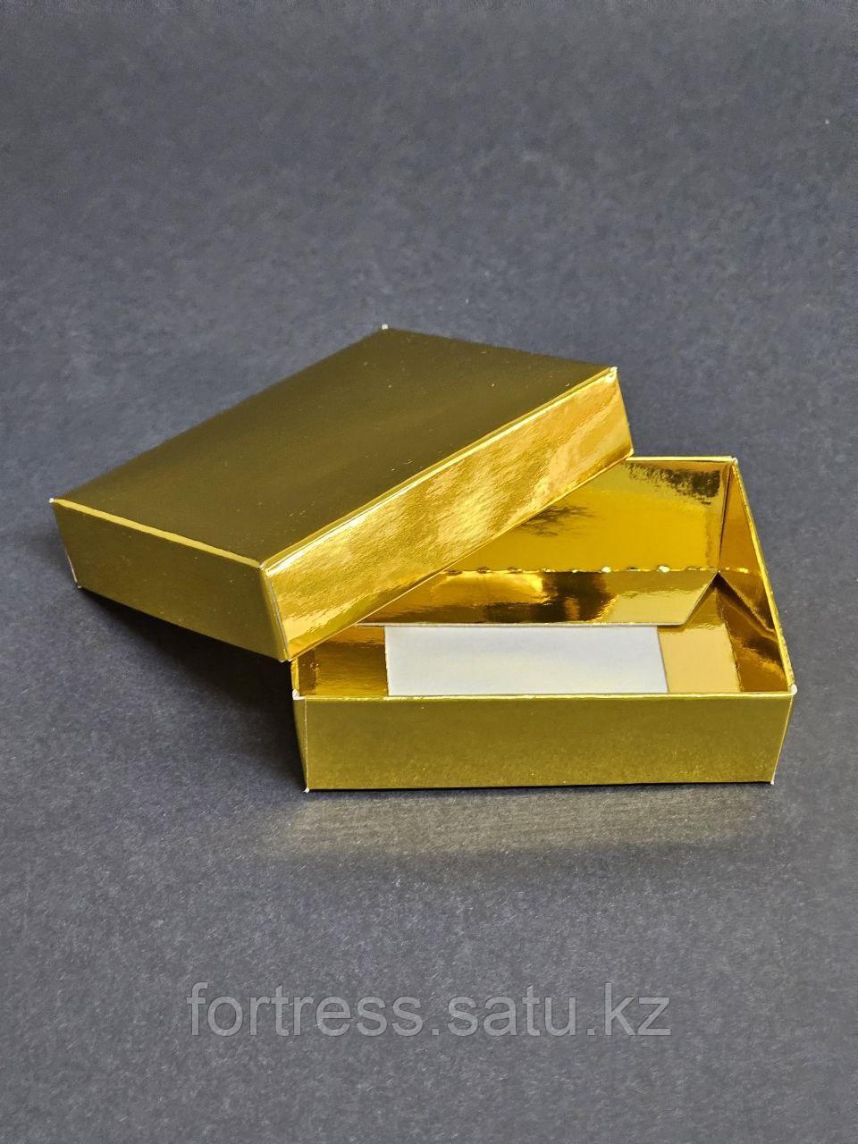Коробка крышка+дно 9,5*7,5*2,5см золото - фото 3 - id-p116256906