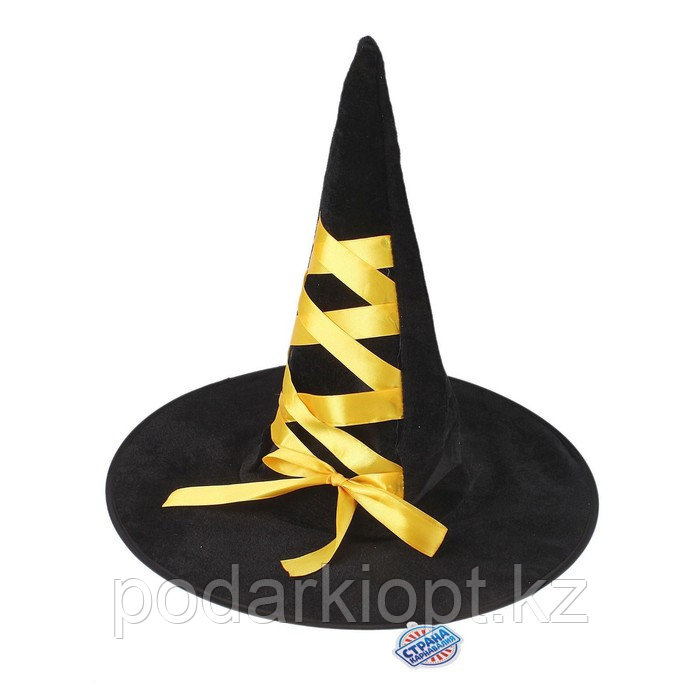 Шляпа-конус «Ведьмочка», с завязками, лента цвета МИКС - фото 1 - id-p116256035