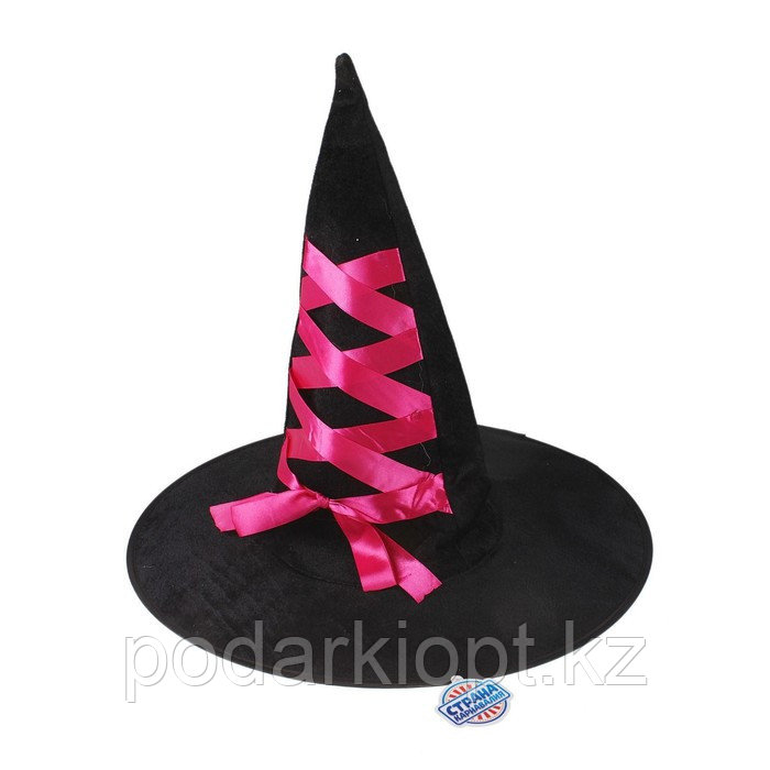 Шляпа-конус «Ведьмочка», с завязками, лента цвета МИКС - фото 2 - id-p116256035