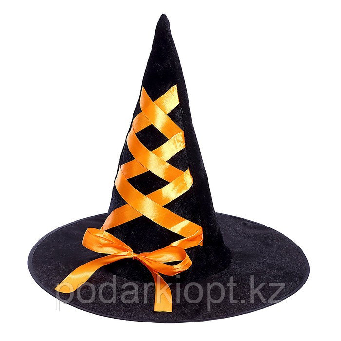 Шляпа-конус «Ведьмочка», с завязками, лента цвета МИКС - фото 3 - id-p116256035