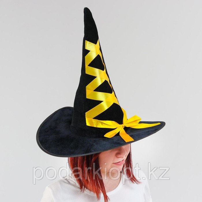 Шляпа-конус «Ведьмочка», с завязками, лента цвета МИКС - фото 5 - id-p116256035