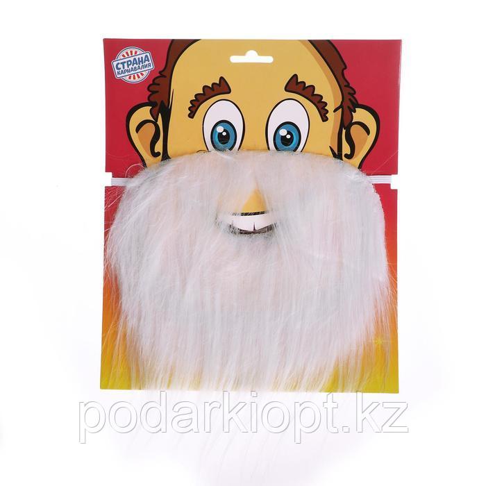 Карнавальная борода, на блистере, цвет белый - фото 1 - id-p116256292