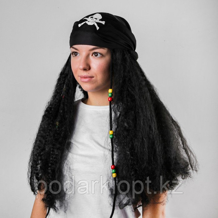 Карнавальный парик «Пират», бандана с длинными волосами, 110 г - фото 1 - id-p116257209