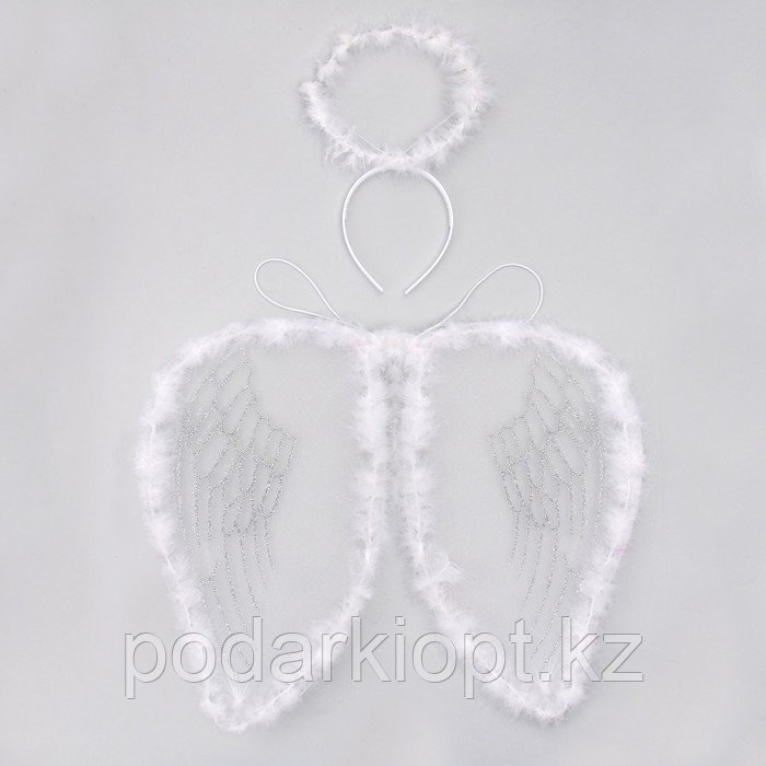 Карнавальный набор «Ангел», 2 предмета: нимб, крылья, цвет белый, 3-5 лет - фото 1 - id-p116257212