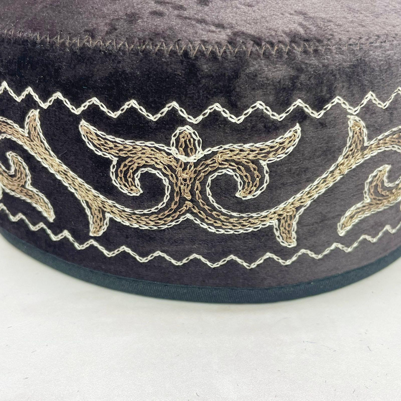 Казахская национальная тюбетейка (тақия) коричневая с бежевым орнаментом - фото 5 - id-p116257827