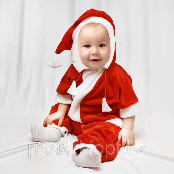 Карнавальный комбинезон для самых маленьких "Дед Мороз", велюр, рост 68-92 см, цвет красный, оттенки МИКС - фото 1 - id-p116257299