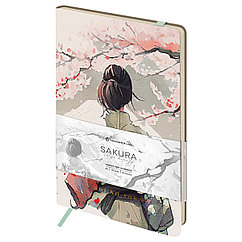 Записная книжка А5 80л. ЛАЙТ, кожзам, Greenwich Line "Sakura. Wise beauty", с резинкой, тиснение фол