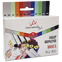 Набор маркеров для творчества Vista-Artista "Style" 12цв., Манга, пулевидный/скошенный, 0,7мм/1-7мм
