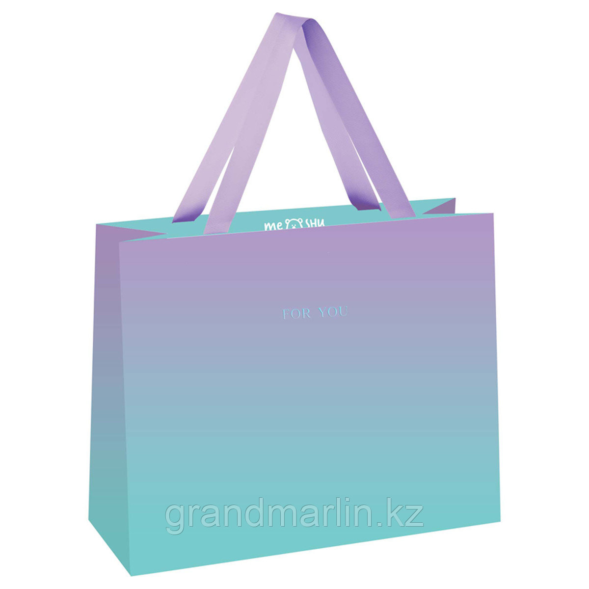 Пакет подарочный 23*18*10см MESHU "Duotone. Turquoise-Lilac gradient", отд. фольгой, матовая ламинац