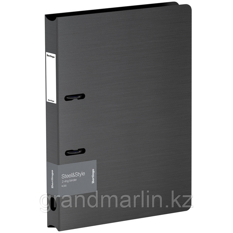 Папка на 2 кольцах Berlingo "Steel&Style", 35мм, 2000мкм, D-кольца, пластик (полифом), черная, фото 1