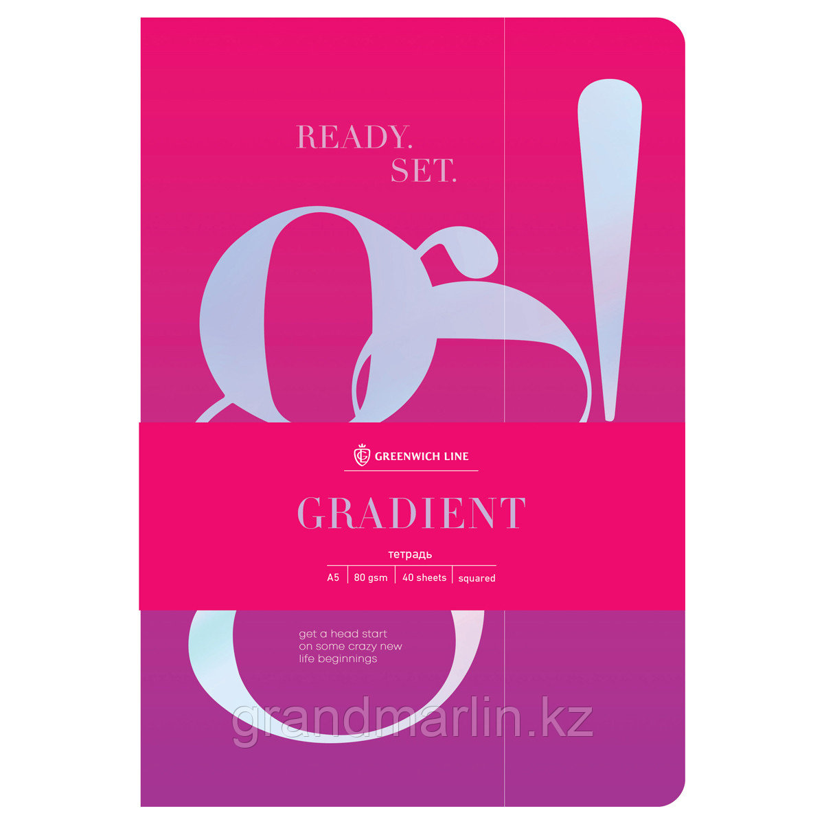 Тетрадь 40л., А5, клетка на сшивке Greenwich Line "Gradient", софт-тач, тиснение фольгой, тон. блок, фото 1