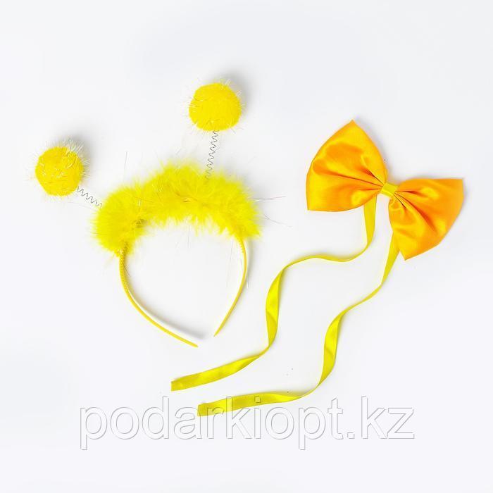 Карнавальный набор «Помпушки», 2 предмета: ободок, бабочка, цвет жёлтый - фото 1 - id-p116257907