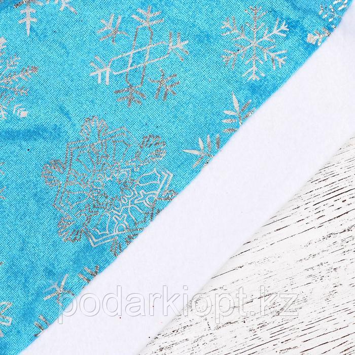 Колпак новогодний "Блестящие снежинки" 28х40 см, серебристо-синий - фото 2 - id-p116260180