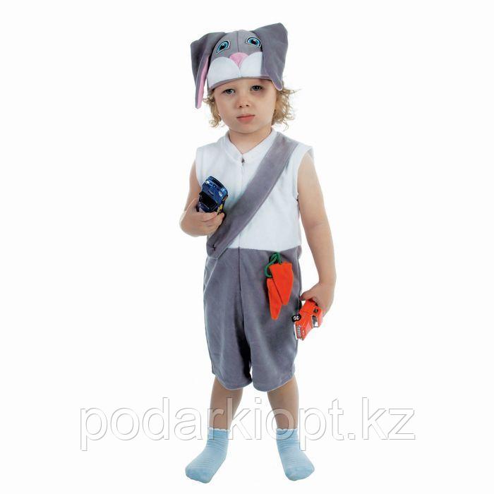 Карнавальный костюм для мальчика «Заяц» от 1,5-3-х лет, велюр, комбинезон, шапка - фото 1 - id-p116257991