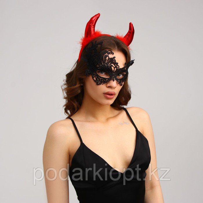 Карнавальный костюм чертика «Роковая красотка» (рожки+ маска) - фото 2 - id-p116258765